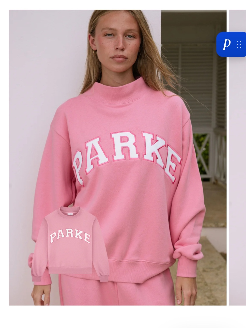 PARKE Pink Women's Relaxed Mock-Neck Sweatshirt